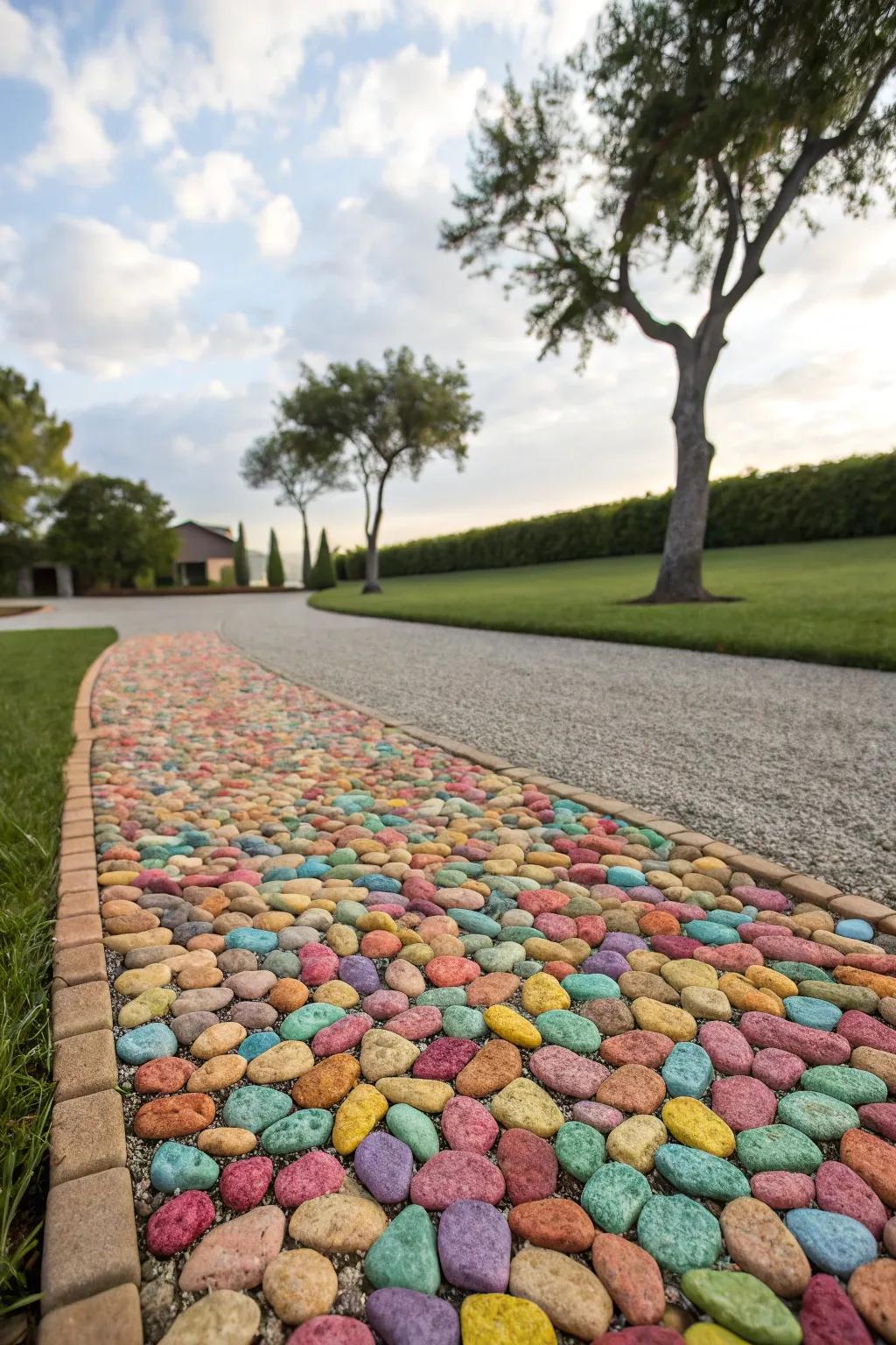 Gravel in different hues can add vibrancy to your driveway.