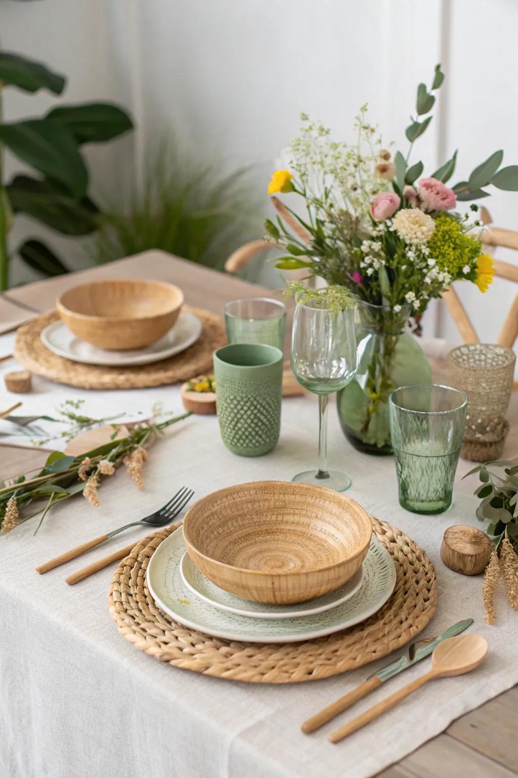 Eco-conscious tableware that combines style with sustainability for the brunch.