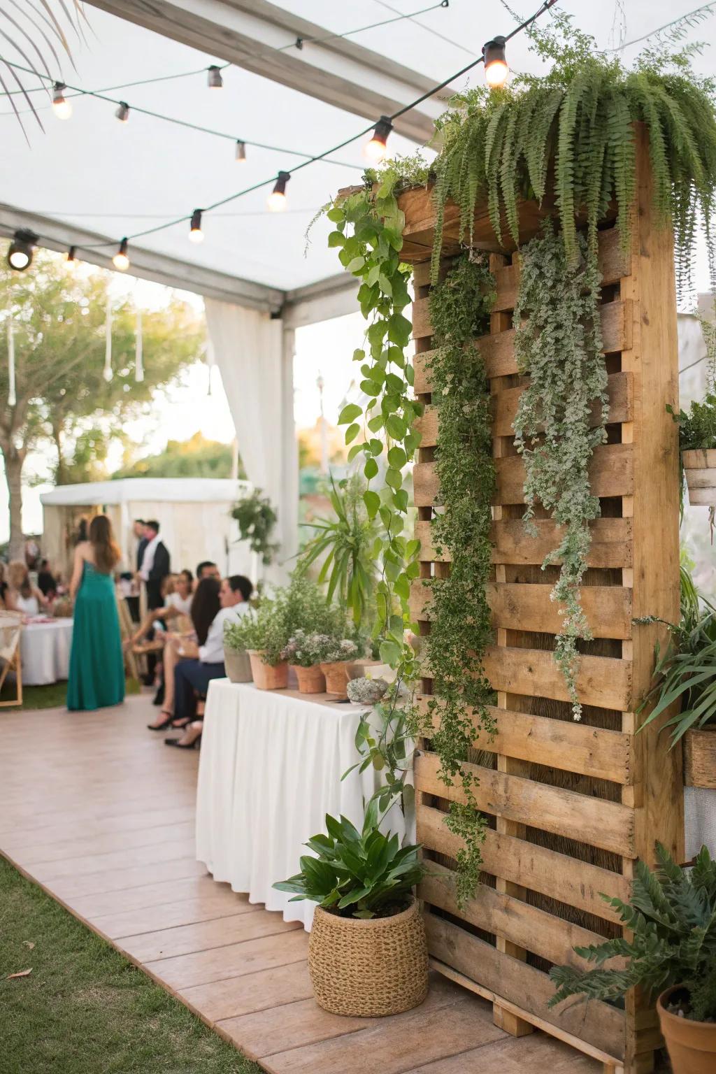 Eco-friendly backdrops celebrate love sustainably.