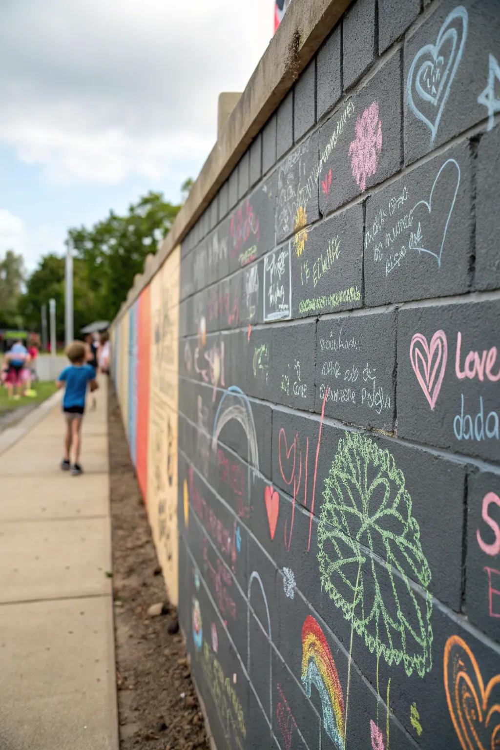 Chalkboard walls offer a playful and interactive surface.