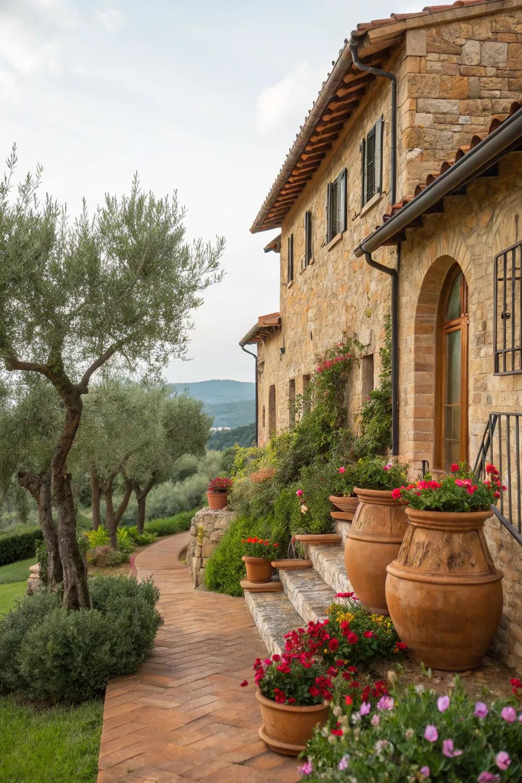 Mediterranean-inspired stone walls bring warmth and elegance to homes.