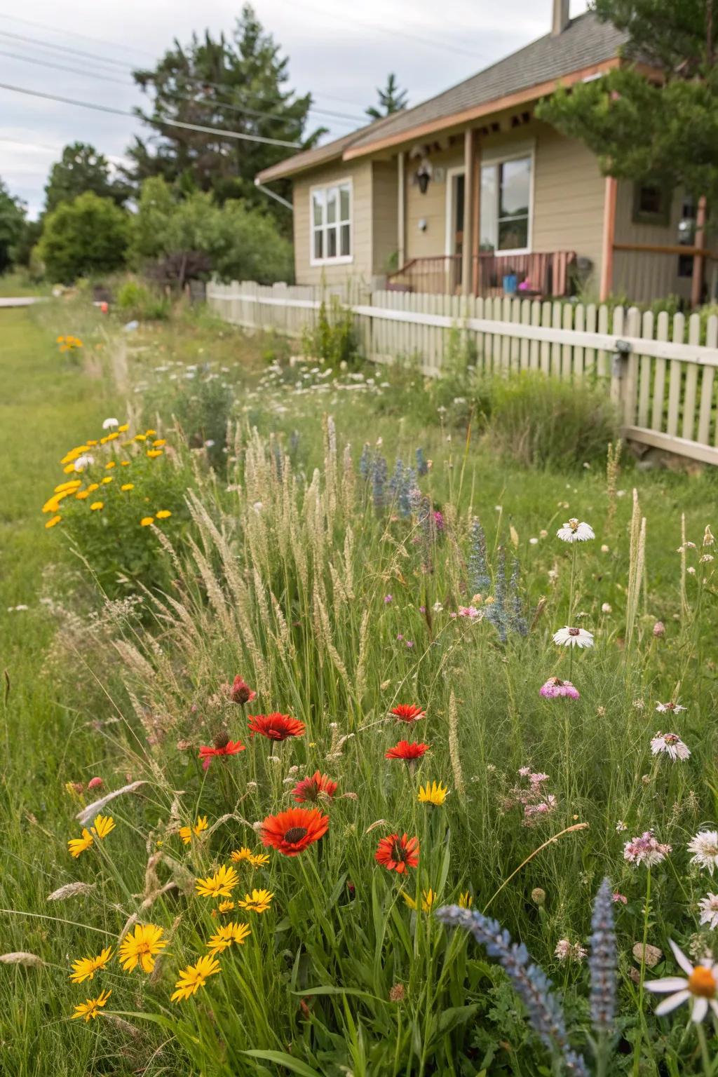 A mini meadow introduces natural beauty and supports biodiversity.