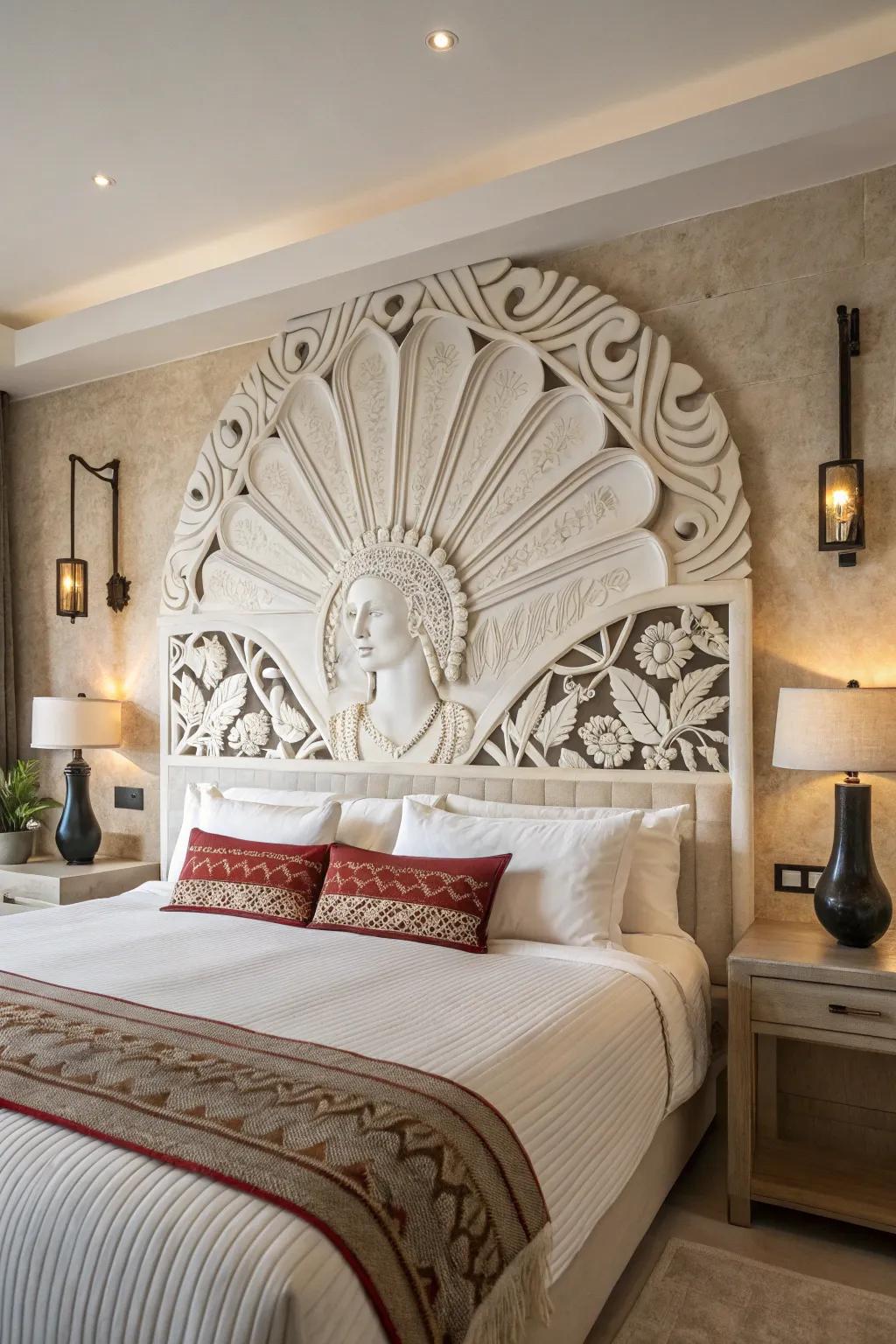 Make a bold statement with a sculptural headboard.