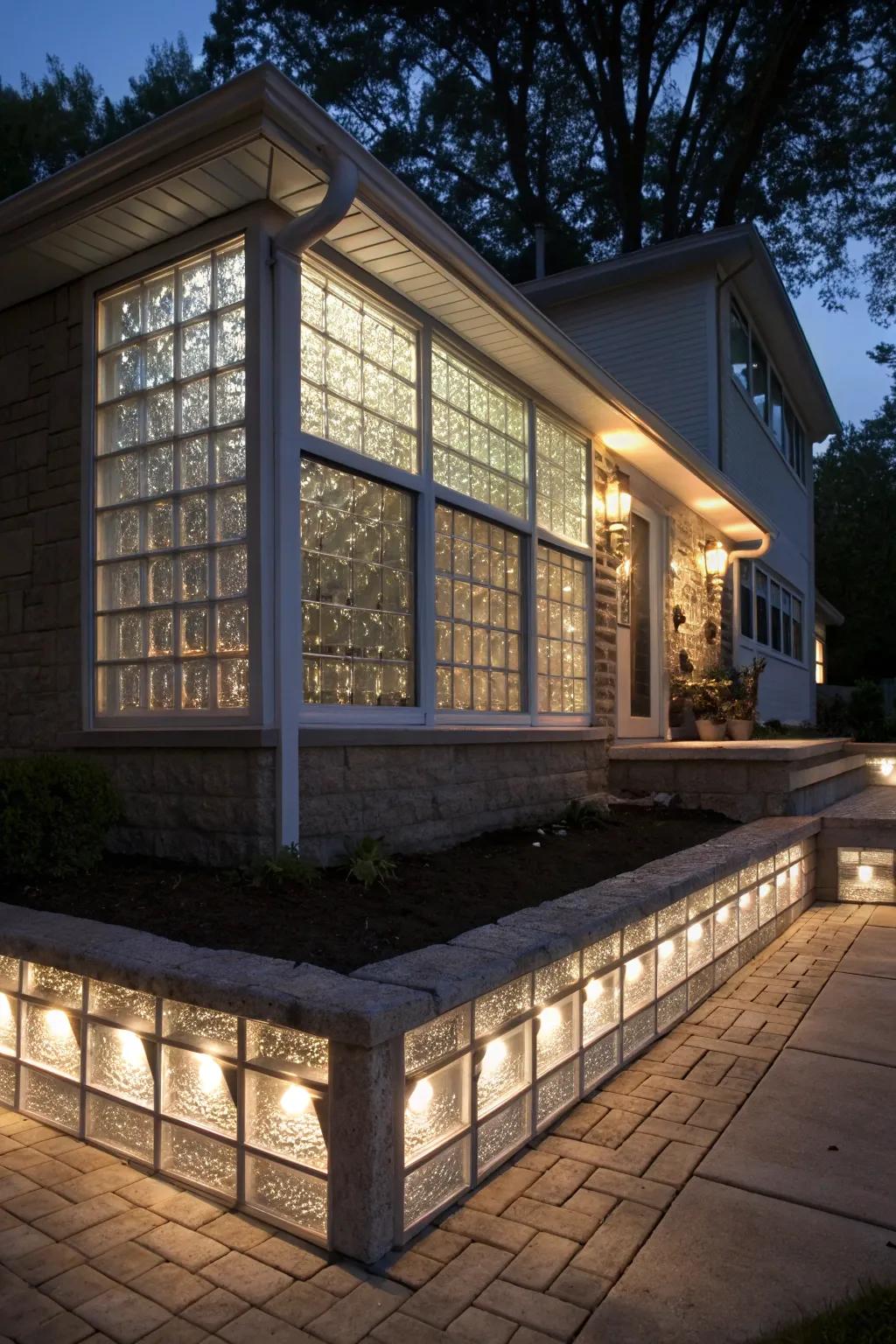 Glass blocks add light and sophistication to this foundation.