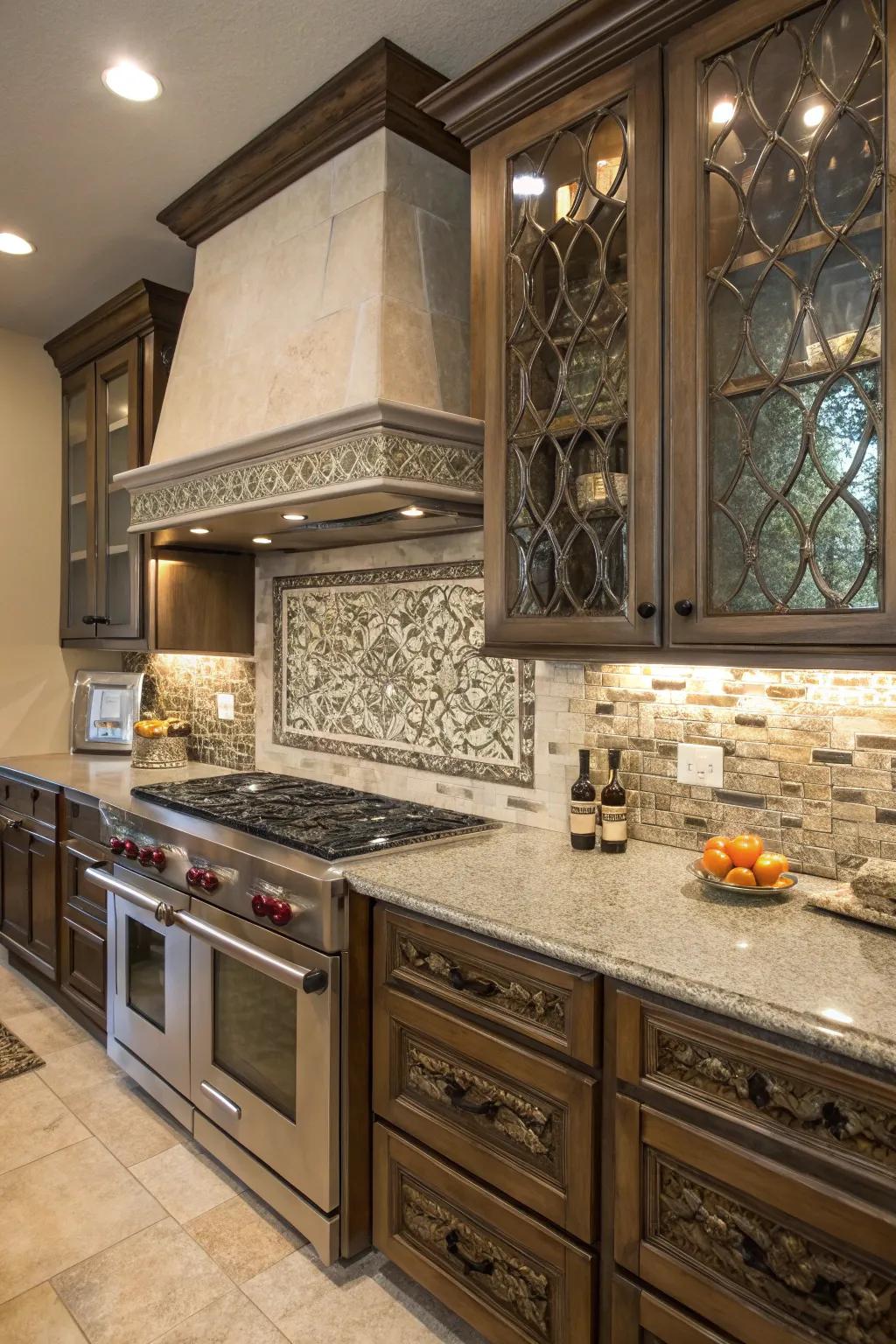 An eclectic mix of materials for a unique backsplash.