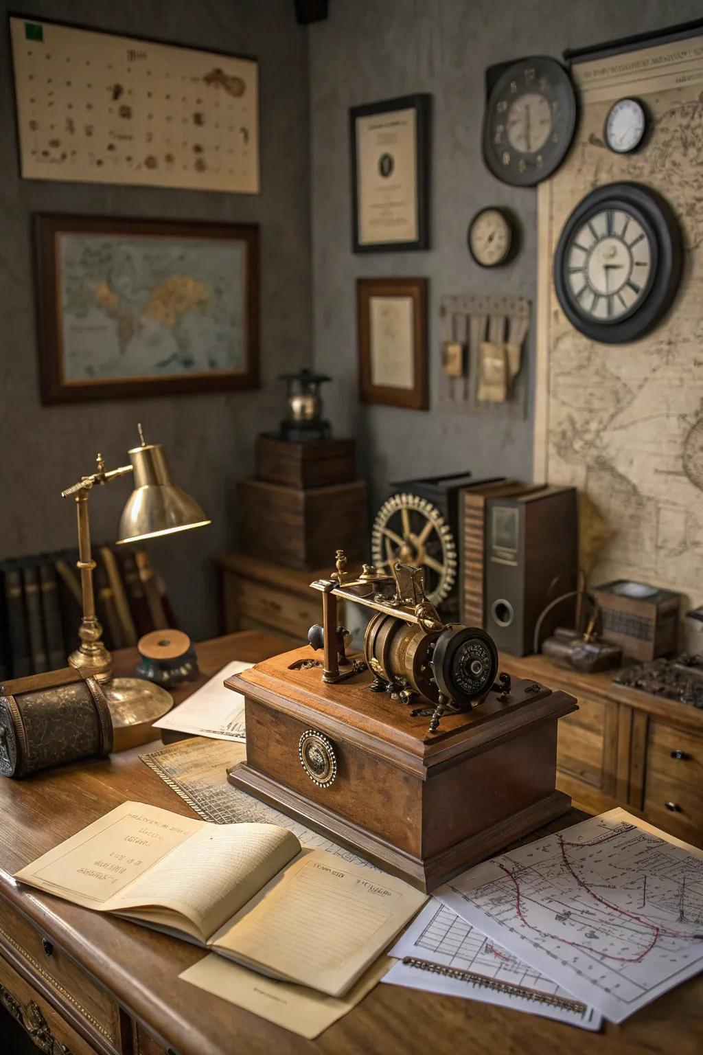 A steampunk-themed melody chest that combines fantasy and mechanics.
