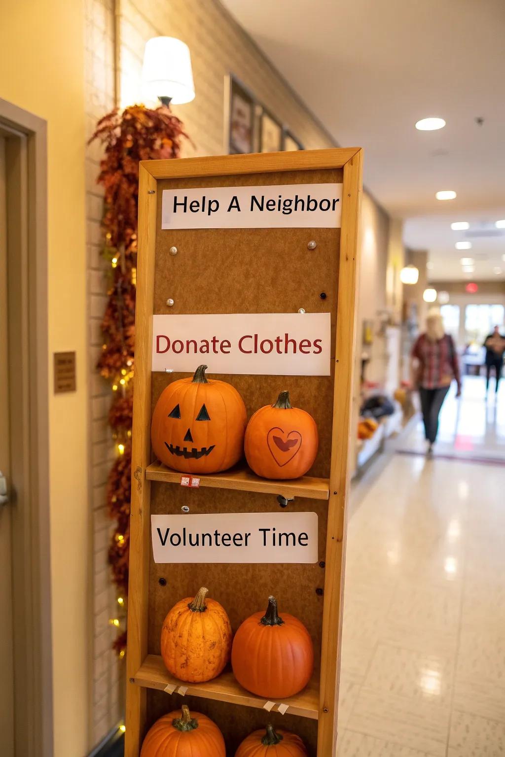 A 'Pumpkin Patch of Kindness' bulletin board.