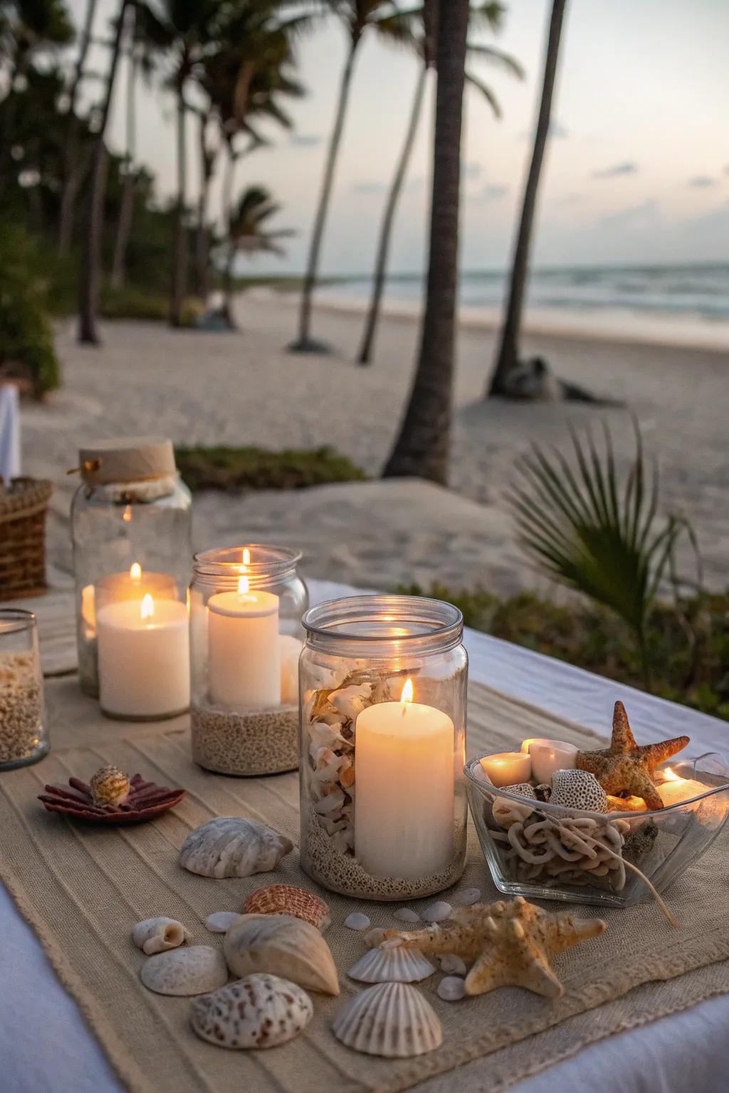 Bring the beach to your backyard with coastal-themed candles.