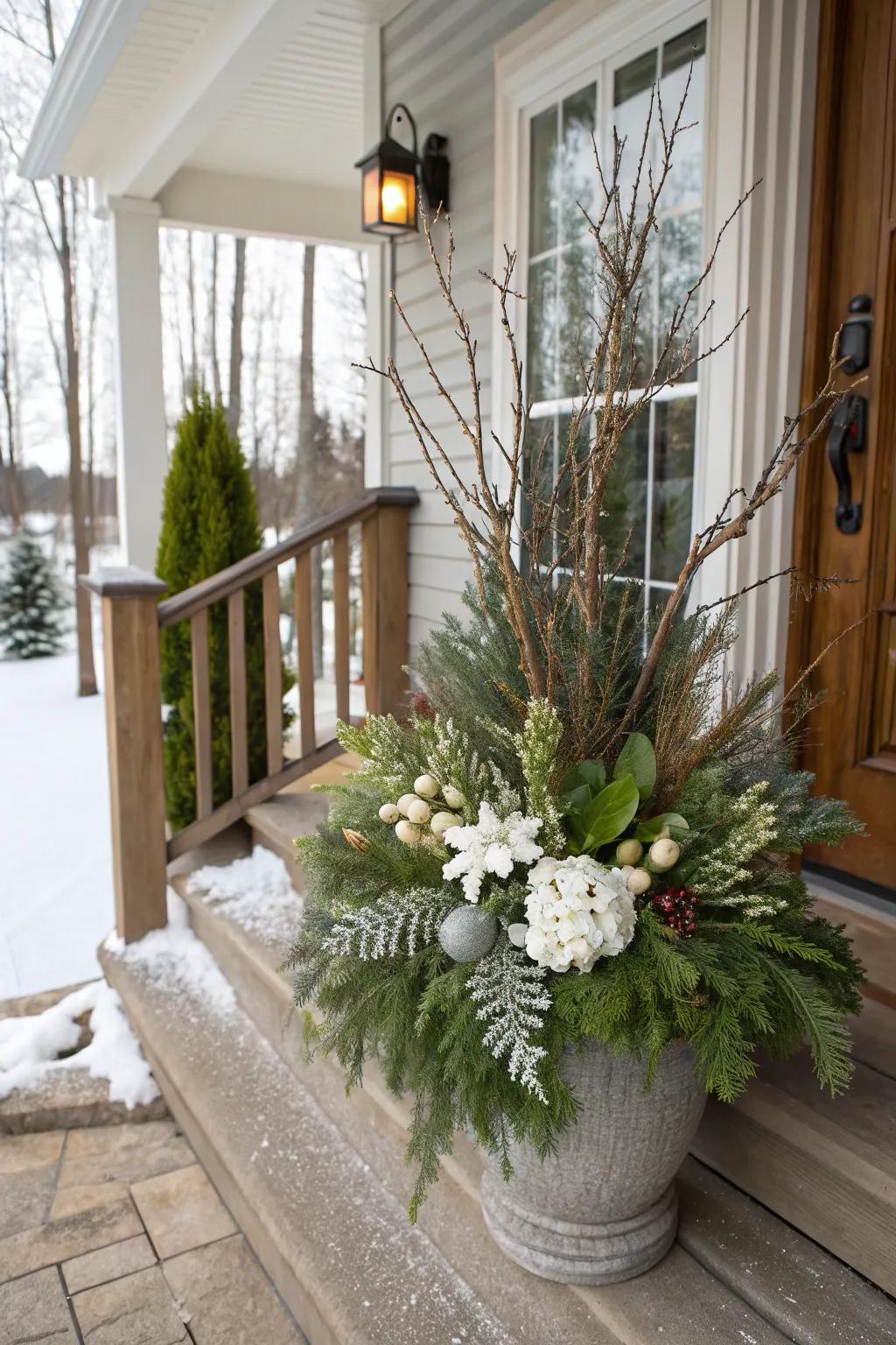 Faux elements can add a playful touch to your planters.