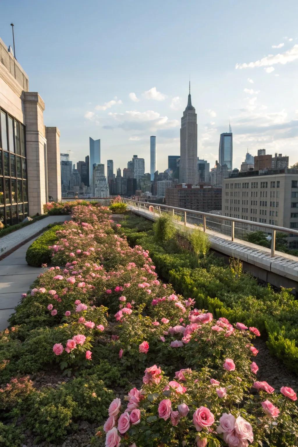 Transform urban spaces with a rooftop garden of rose moss.