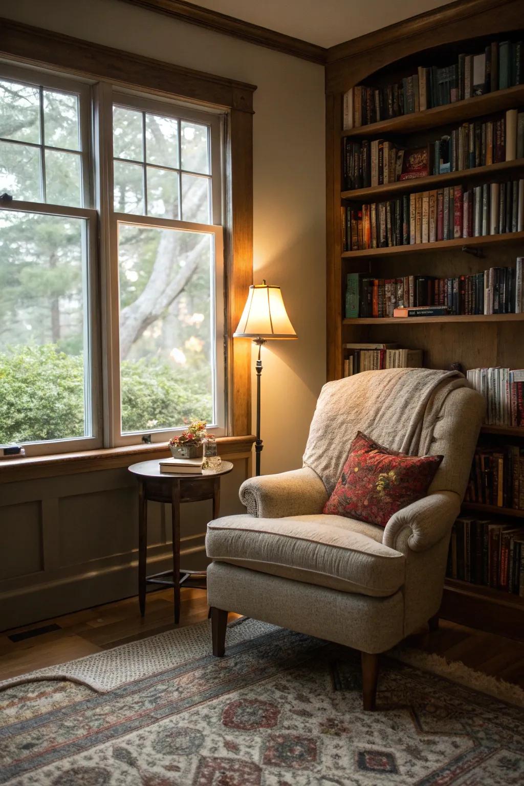 A cozy reading nook is the perfect spot to relax and unwind.