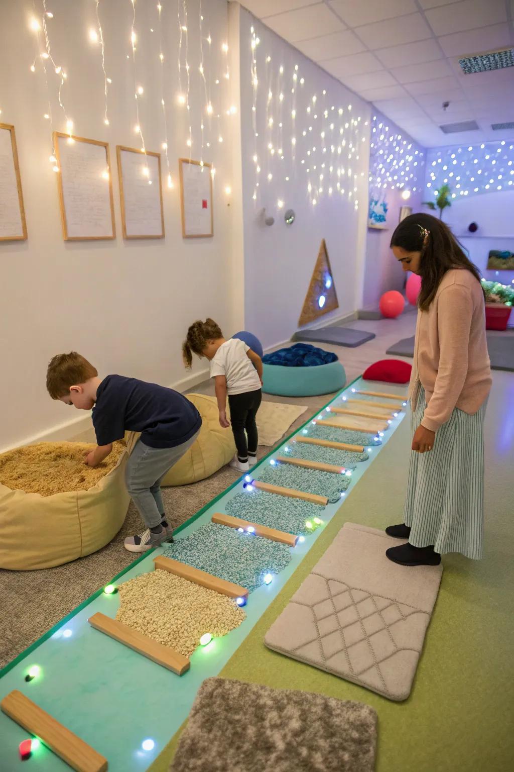 DIY sensory paths encourage exploration and movement.