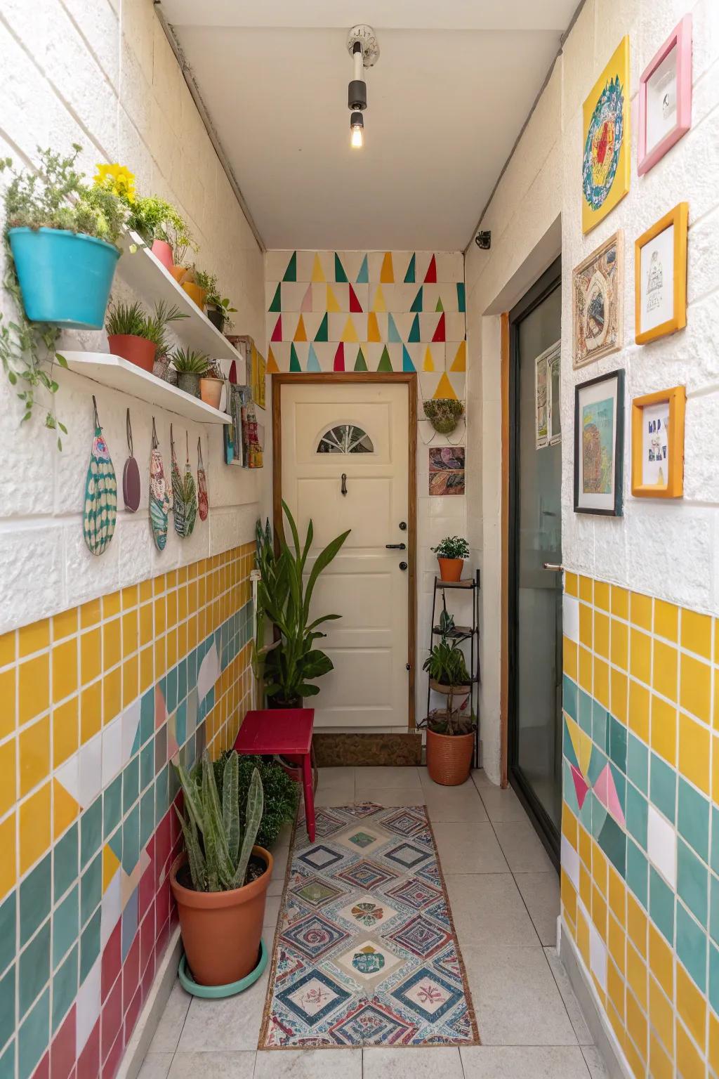 Vibrant Entryway with Cheerful Colorful Accents