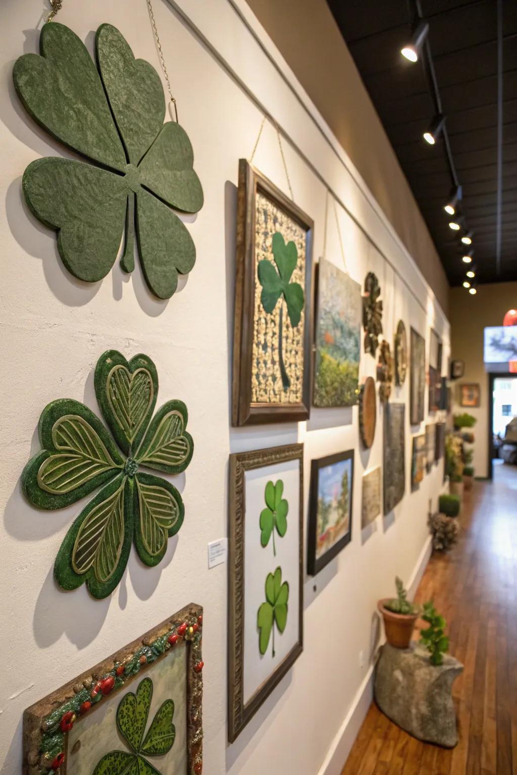 Create a dynamic display with eclectic shamrock art.