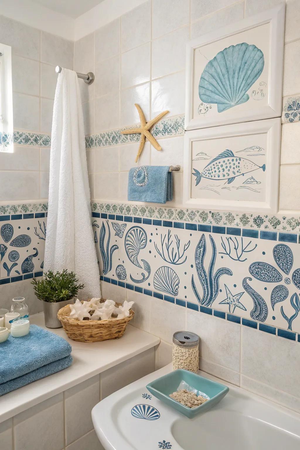 Bring coastal vibes into your home with themed tiles.