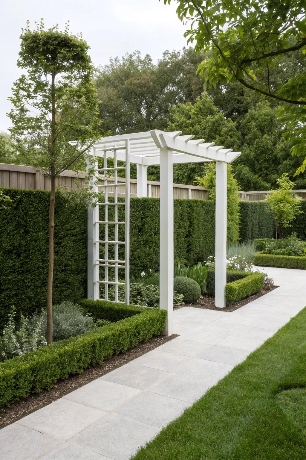 Achieve modern elegance with a minimalist trellis.