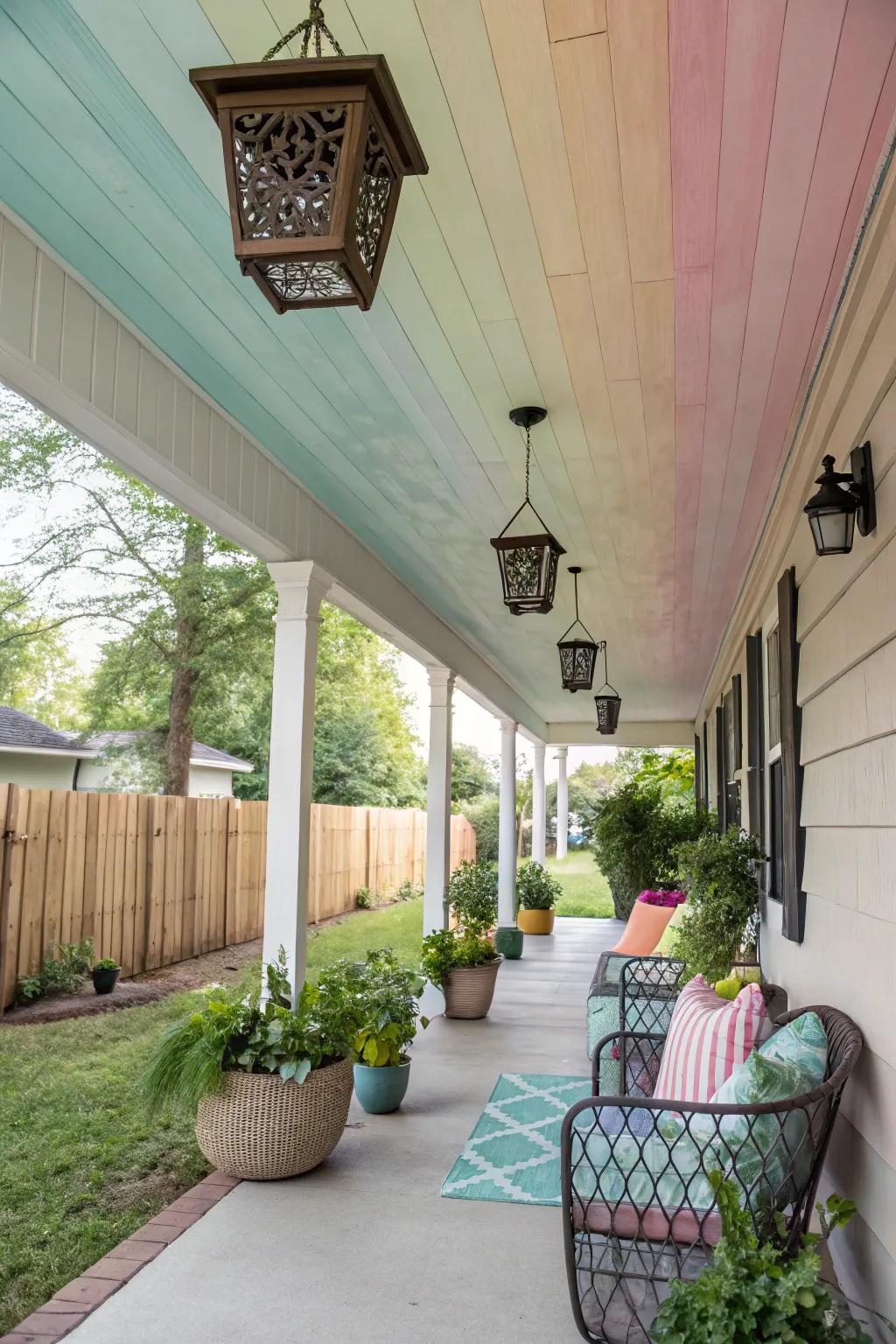 Color shifts on vinyl ceilings enhance dimension and intrigue.
