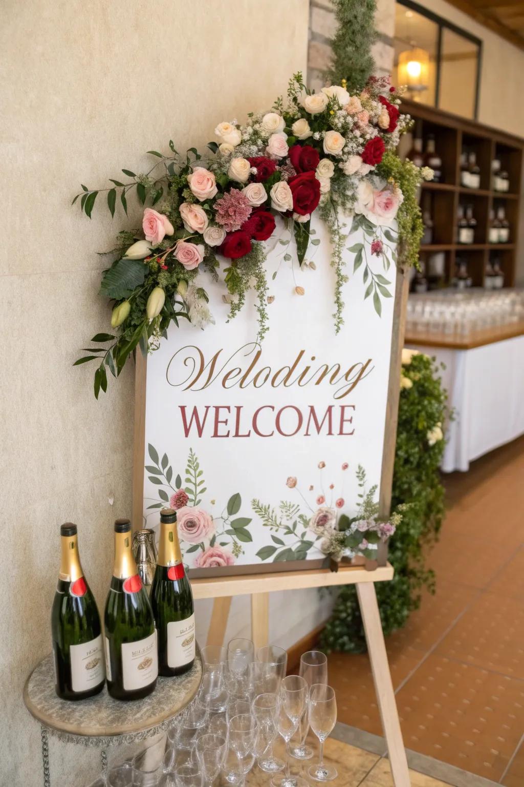 A champagne wall welcomes guests with a celebratory drink.