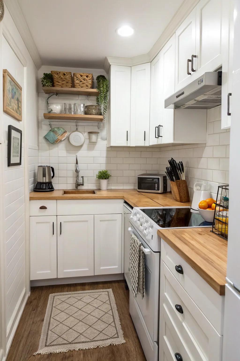 Clever design in a small kitchen creates an illusion of space.