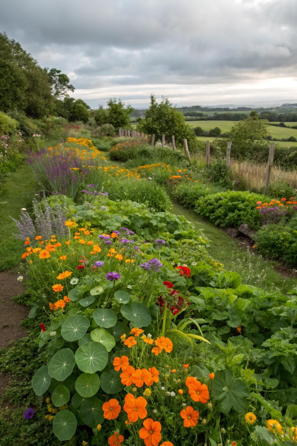 Wildflowers serving as both decoration and delicious additions to meals.