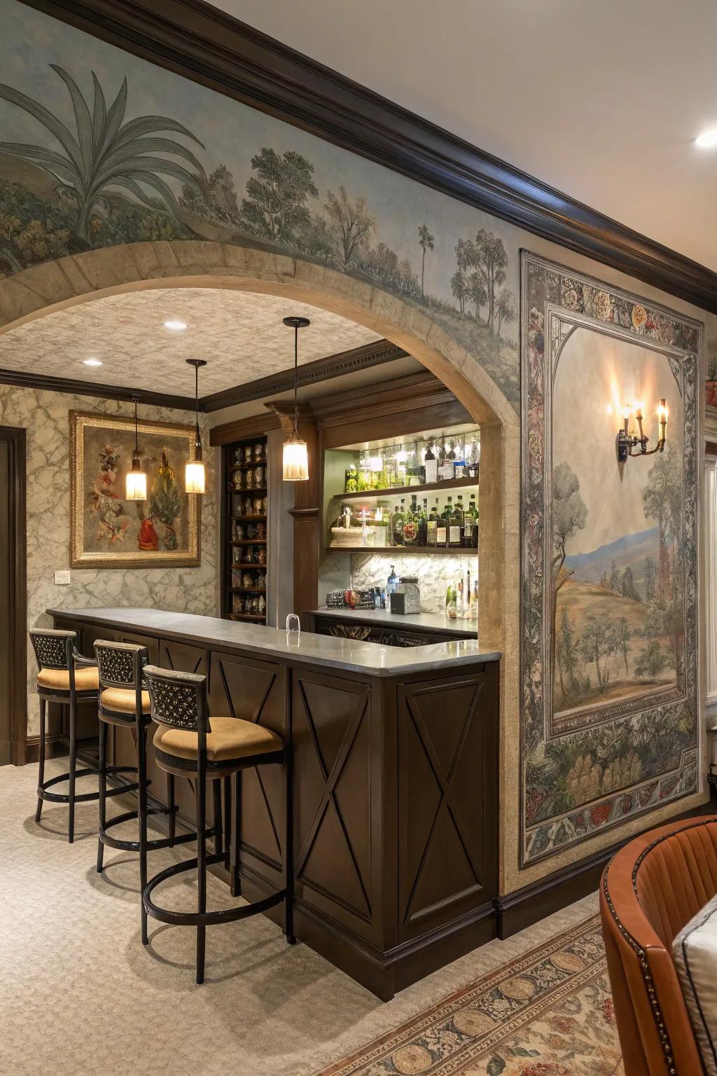 Artistic murals turn your bar panels into a creative canvas.