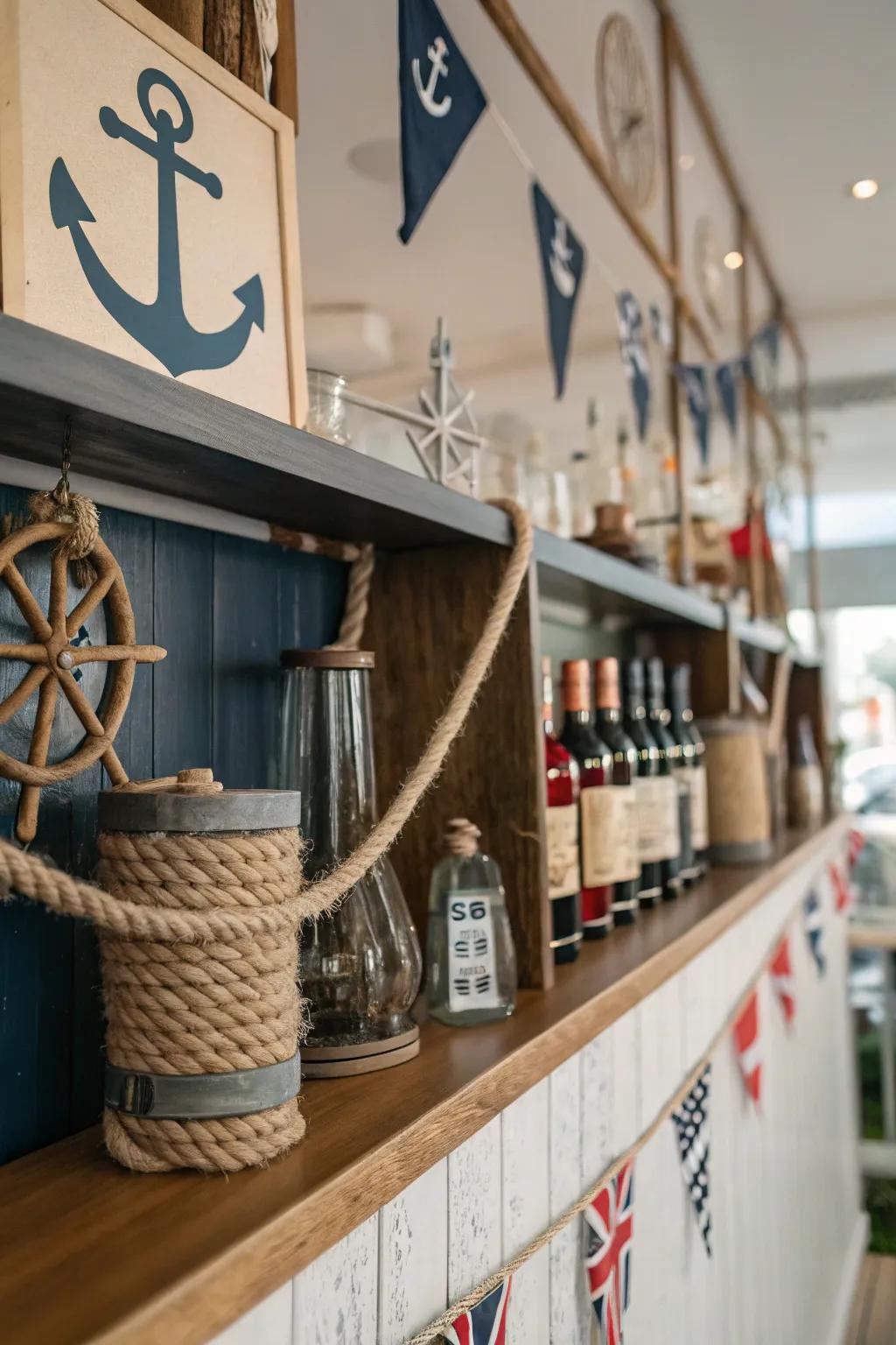 Themed shelves transform your bar into a unique experience.