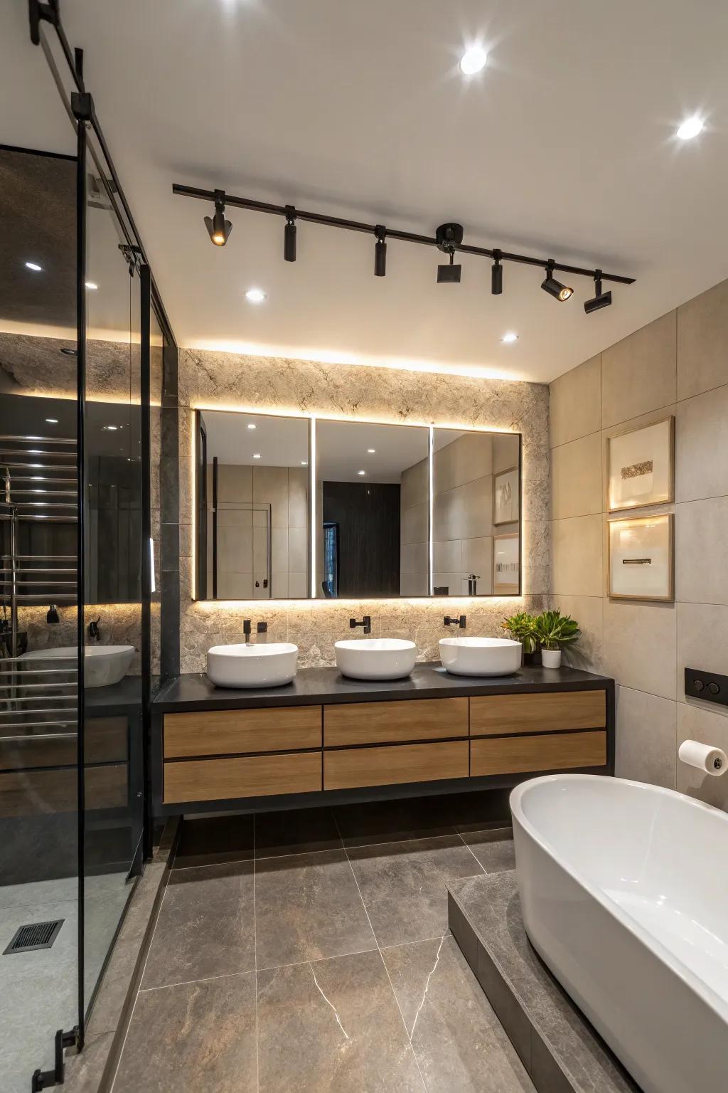 Track lighting can be the centerpiece of your bathroom design.