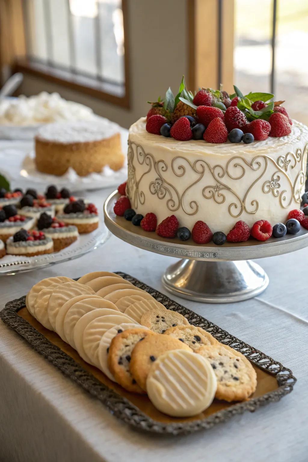 Desserts as centerpieces add a sweet and delightful touch.