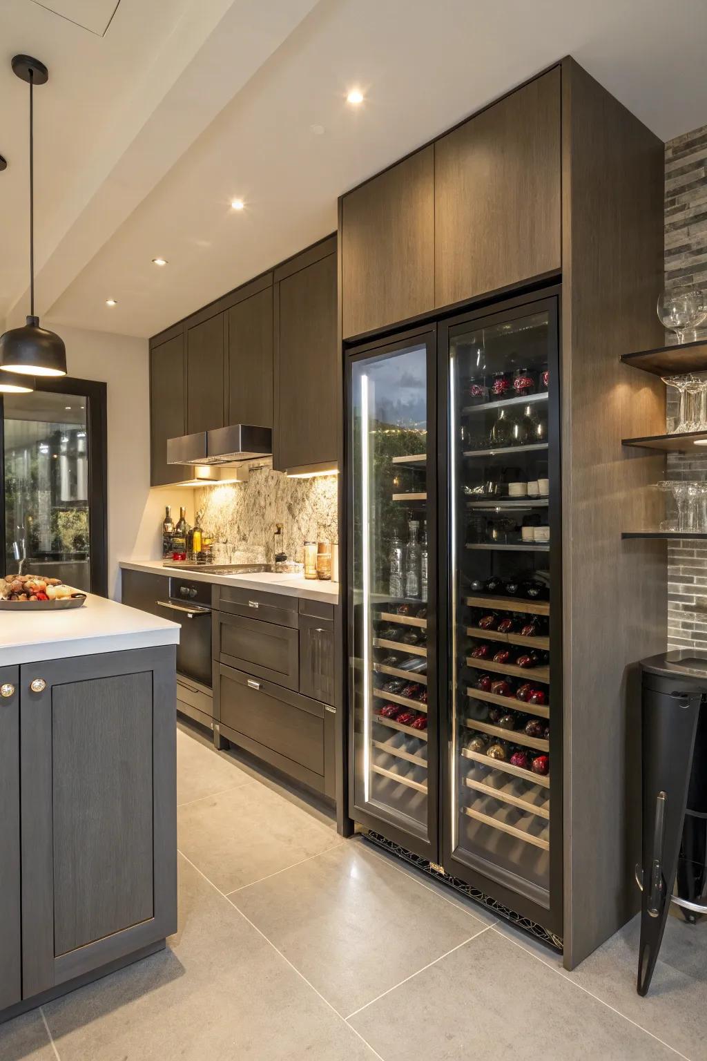 A dedicated wine storage area adds sophistication to your kitchen.