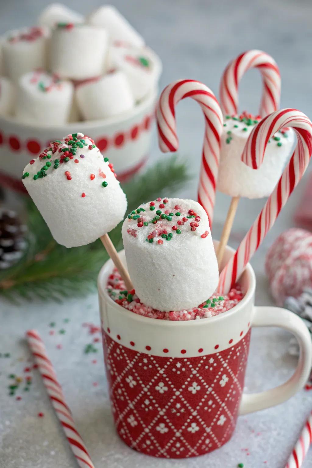 Striped stick marshmallow pops that add festive cheer to any occasion.