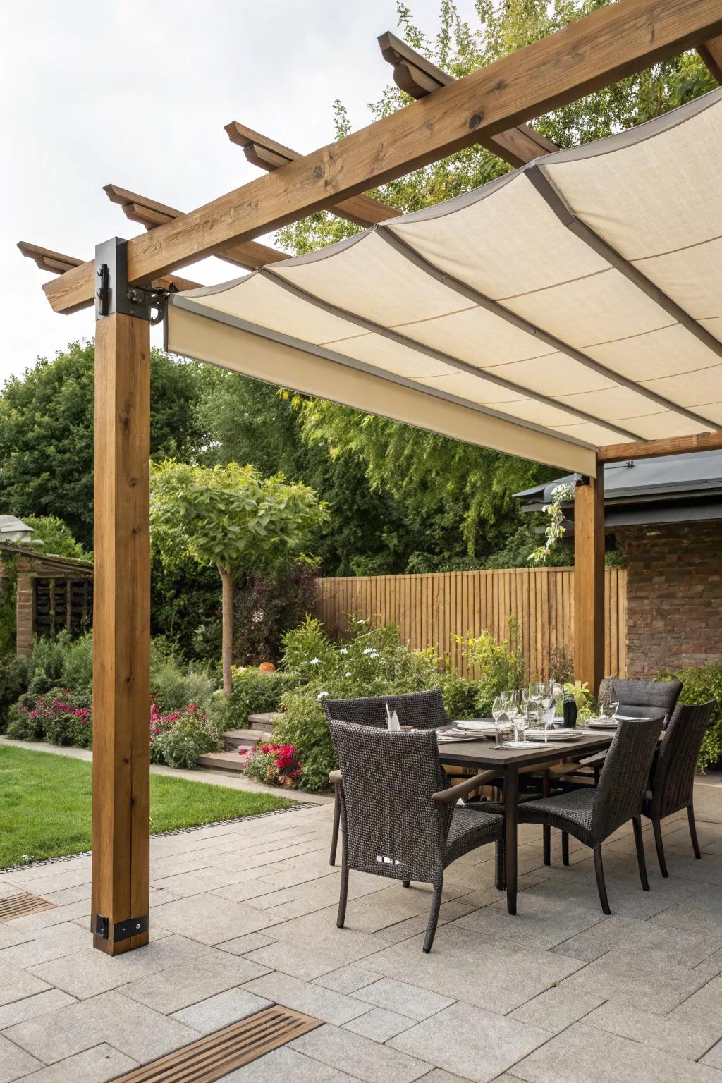 Retractable canopy pergolas offer versatile shading options for decks.