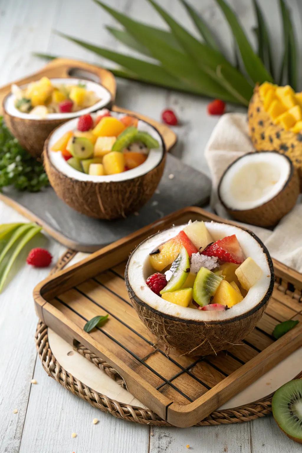 A coconut shell surprise that adds eco-friendly charm.