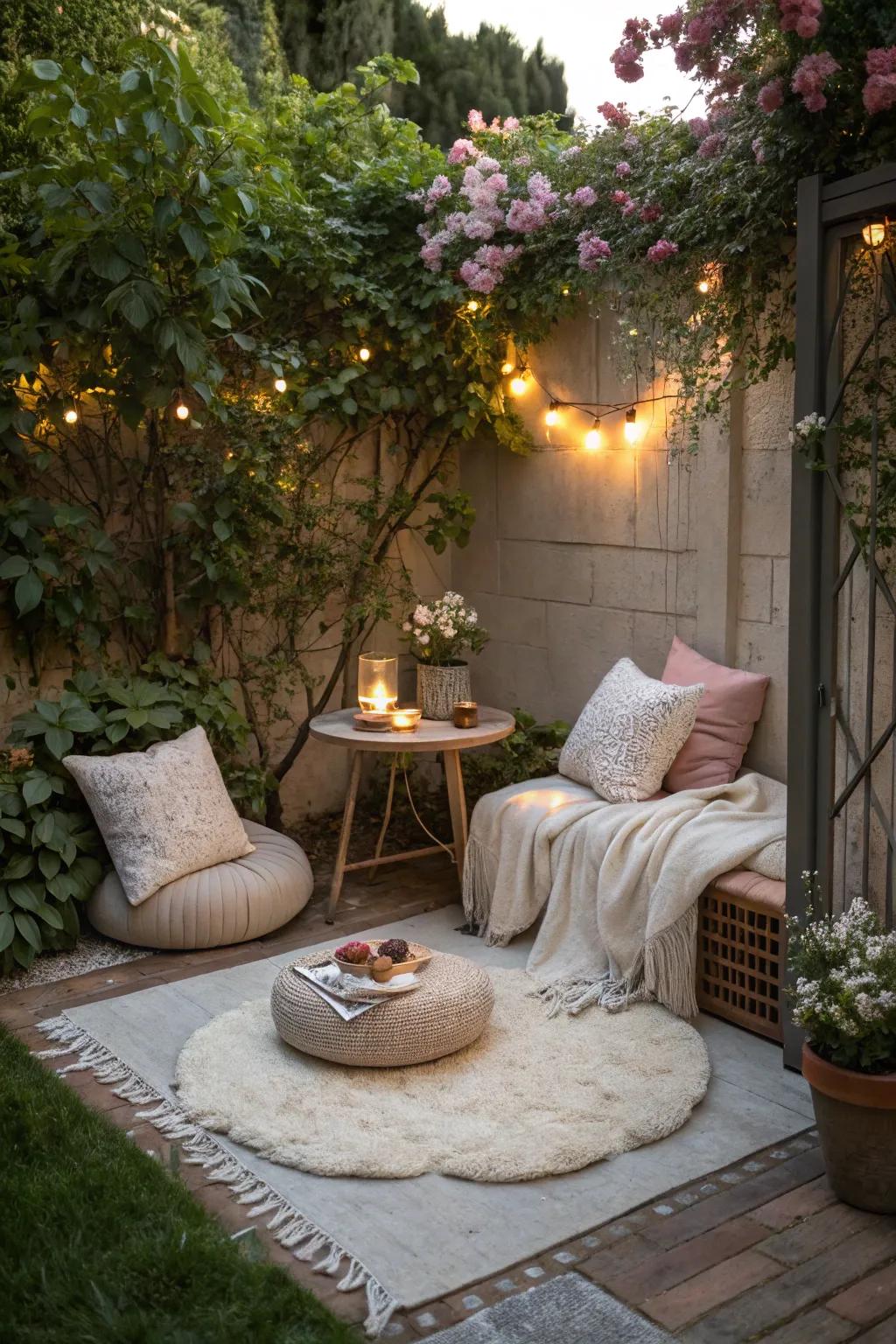 An inviting outdoor nook offers a personal retreat in your garden.