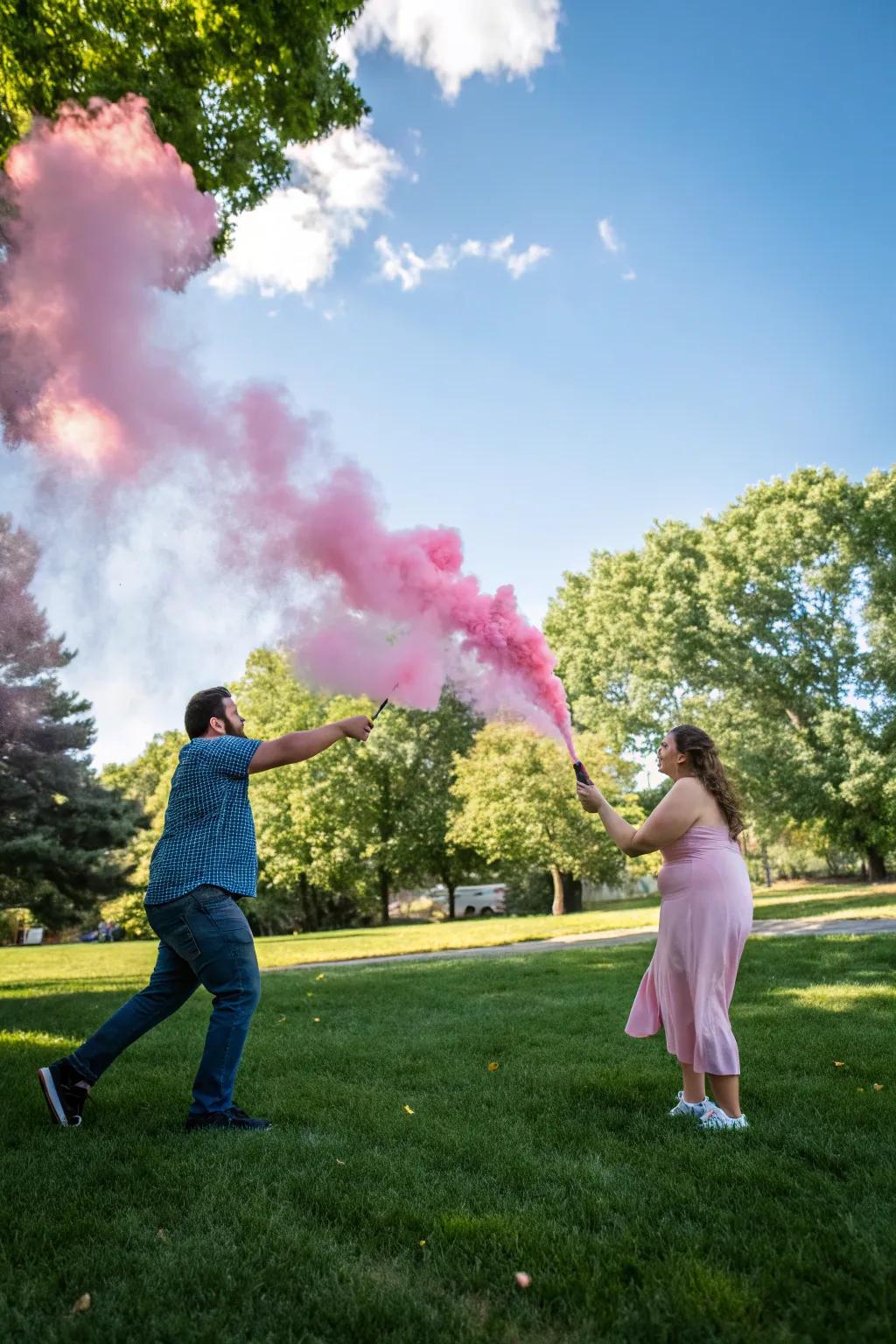 Smoke effects create a dramatic and breathtaking reveal moment.