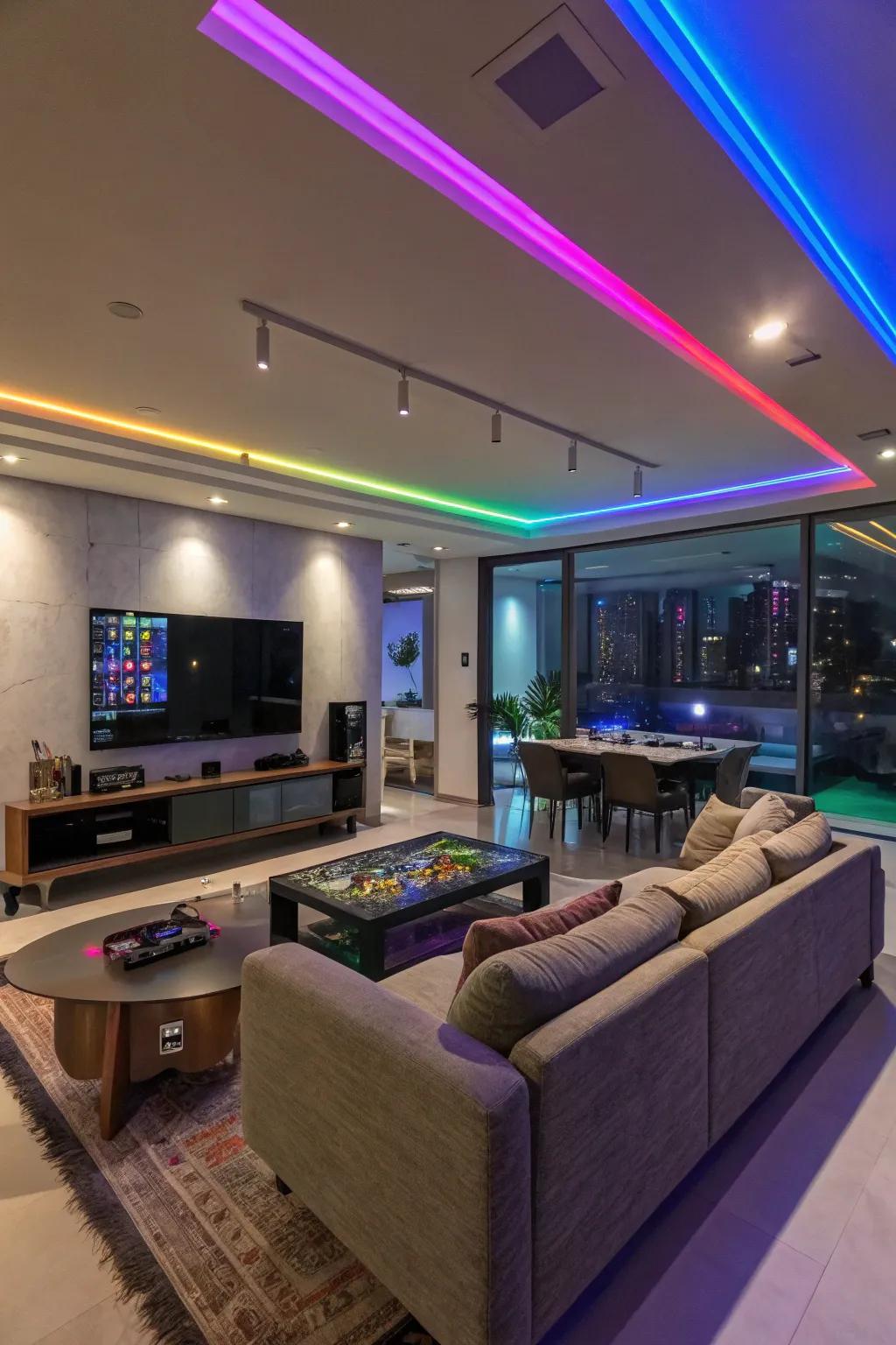 LED light strips add vibrant color, crafting dynamic atmospheres.