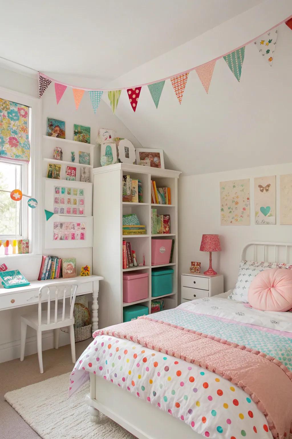 Bright base walls with a twist of vibrant accents.