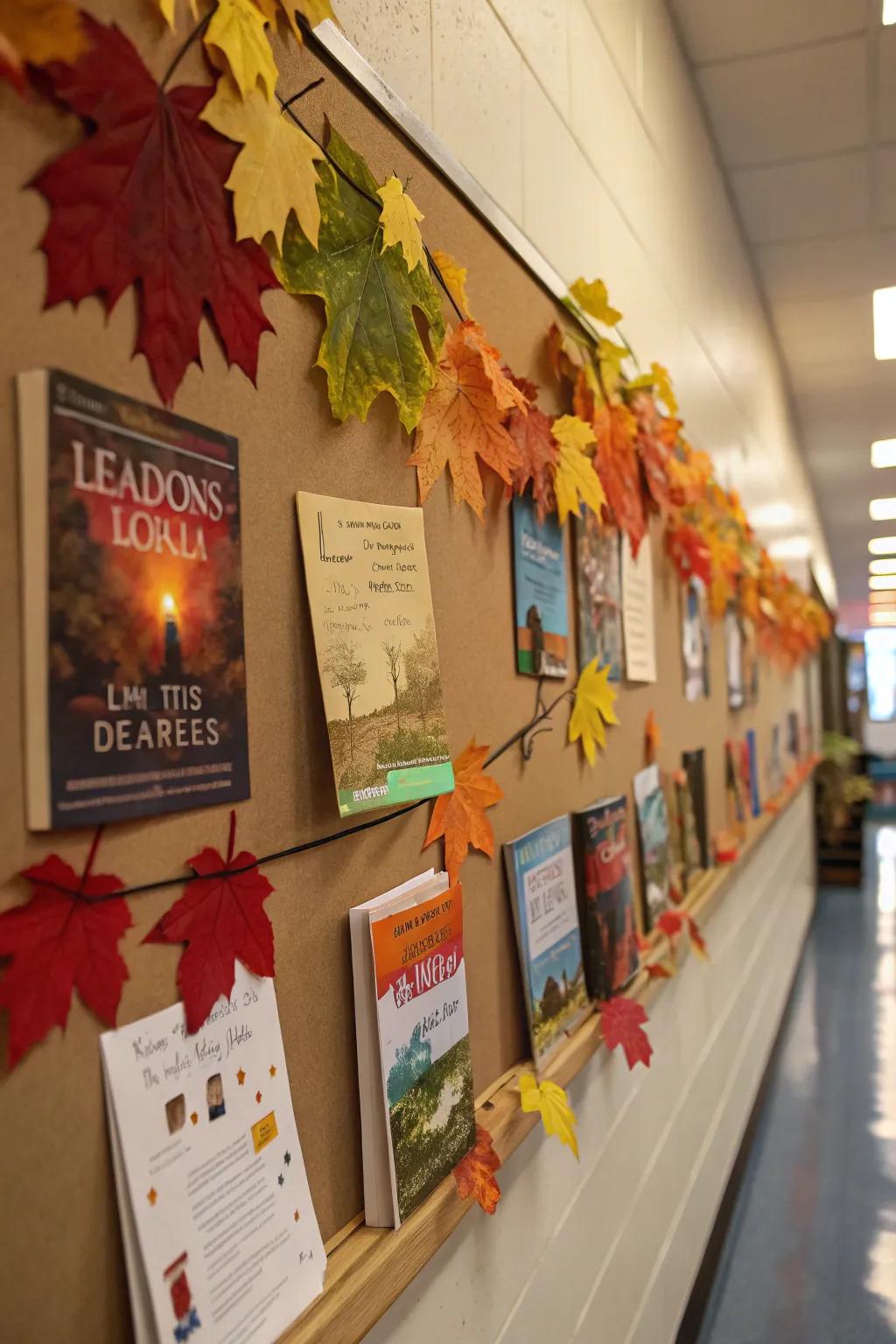 'Falling for Books' bulletin board.