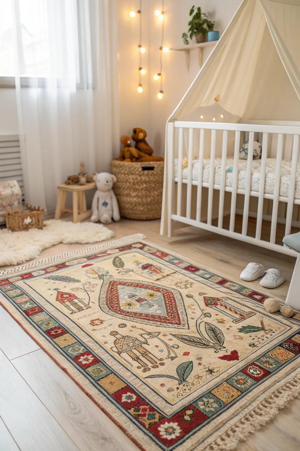 Historical patterns bring cultural richness to the nursery.