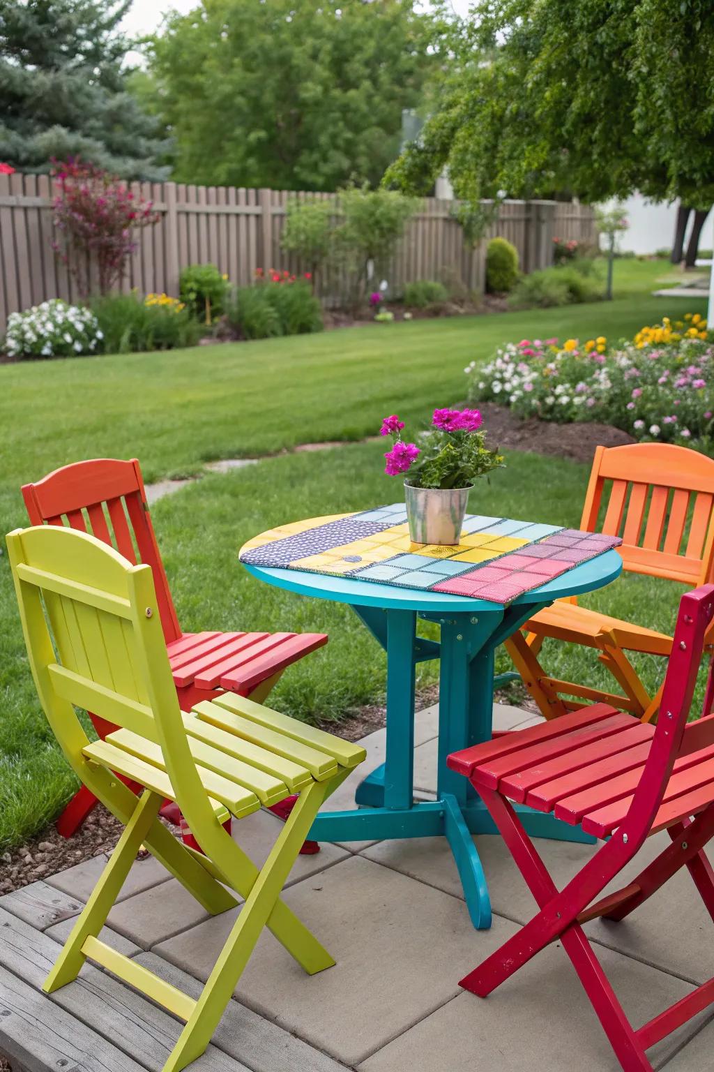 Painted outdoor accents bring new life and color.