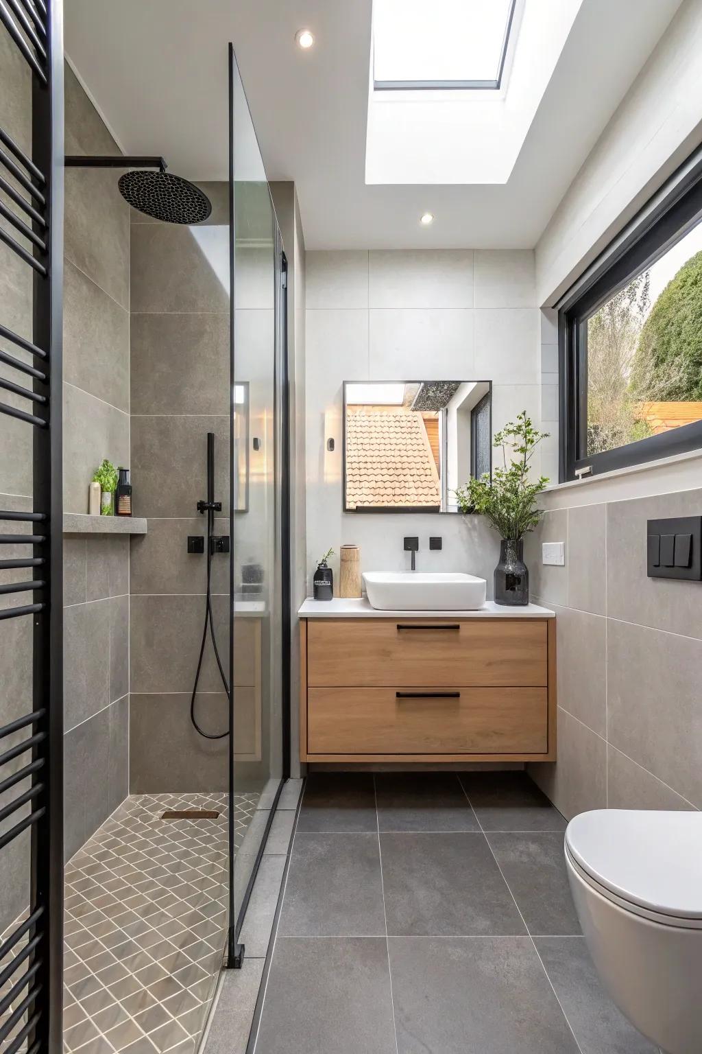 Wet room designs eliminate barriers for maximum openness.