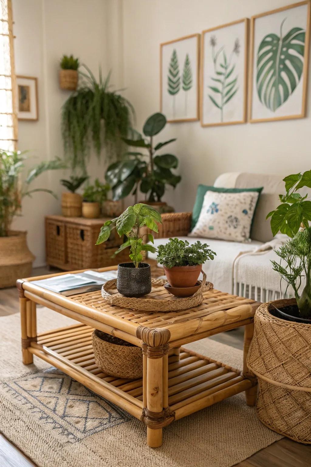 Bamboo tables offer sustainable style for eco-conscious homes.