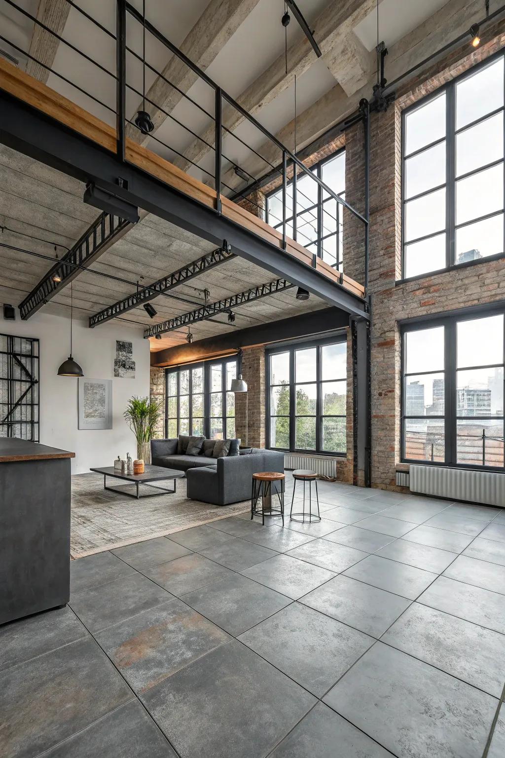 Capture urban chic with industrial-style tiles.