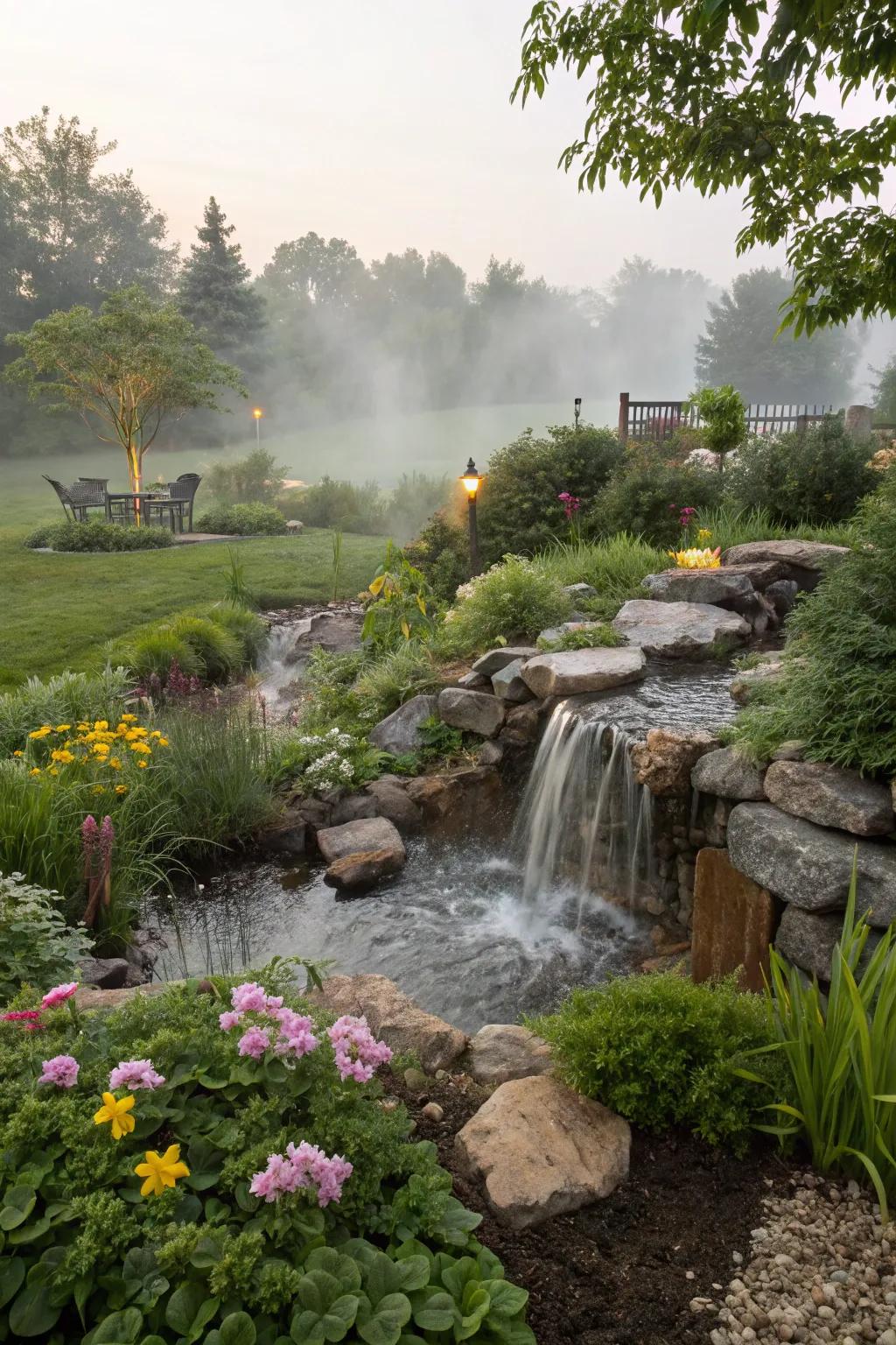 Pond-free cascades offer serenity without the pond.