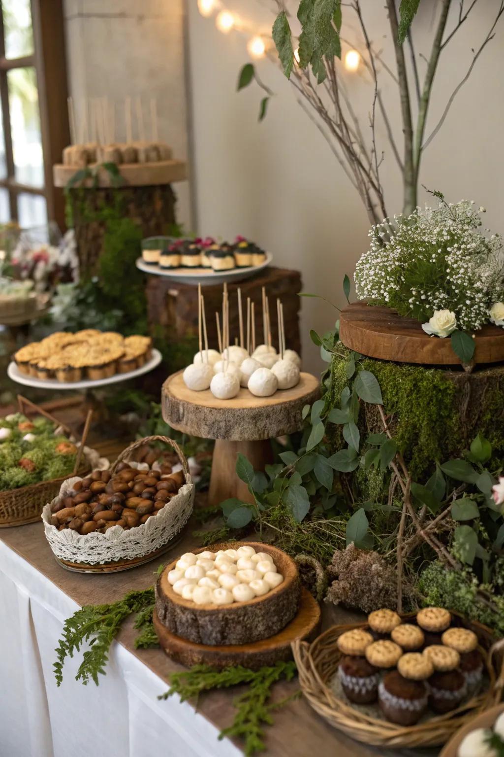 Delight with a themed dessert table full of treats.