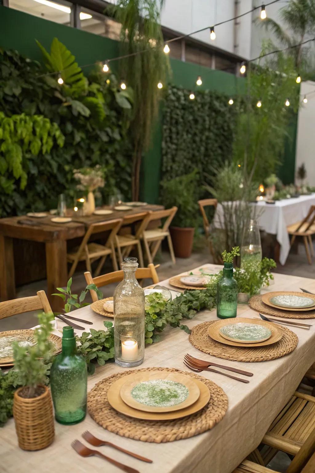 Eco-conscious design choices complementing the celebration’s theme.