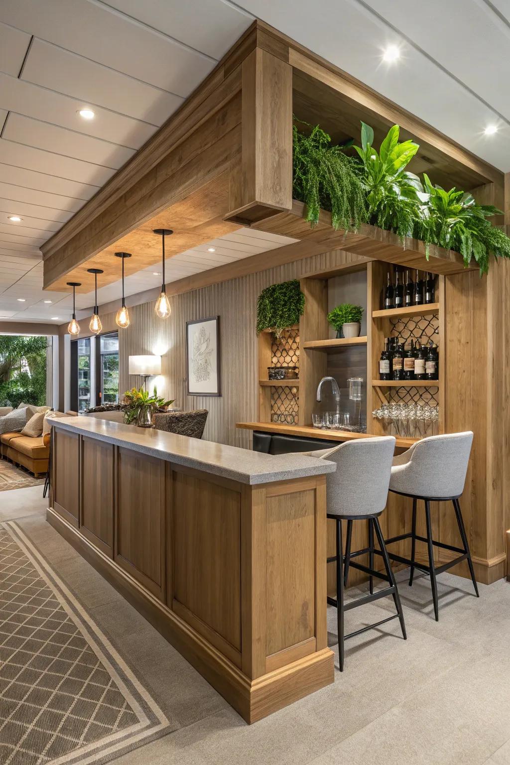 Sustainable materials offer stylish and eco-friendly bar solutions.