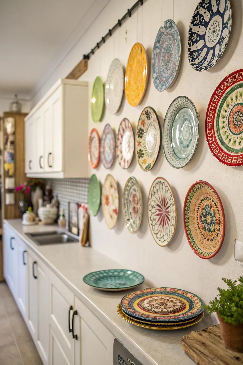 Add charm with a collection of decorative plates.