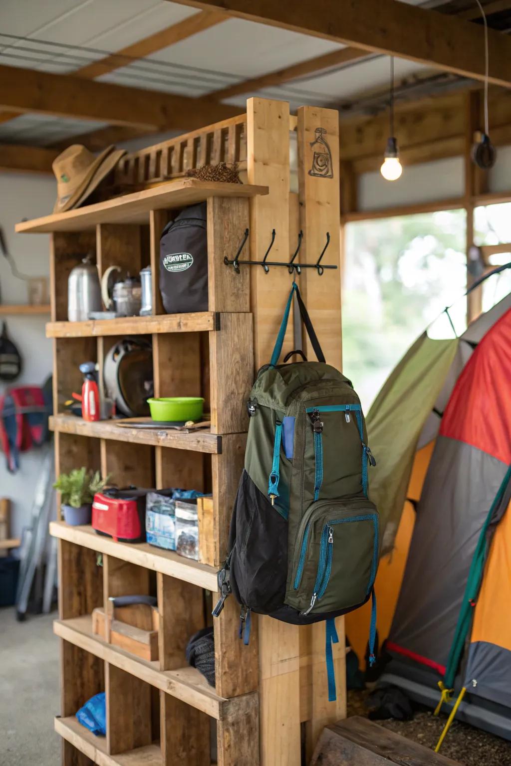 DIY storage solutions offer personalized and creative ways to organize camping gear.