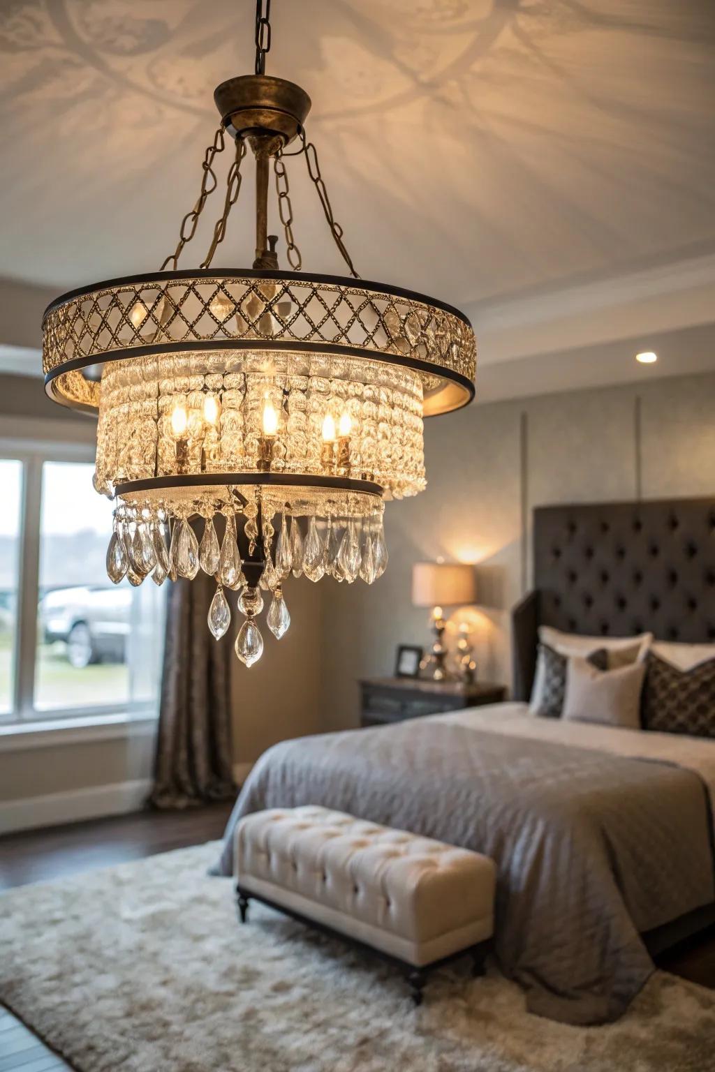 Showstopping lighting adds drama and focus to your bedroom.