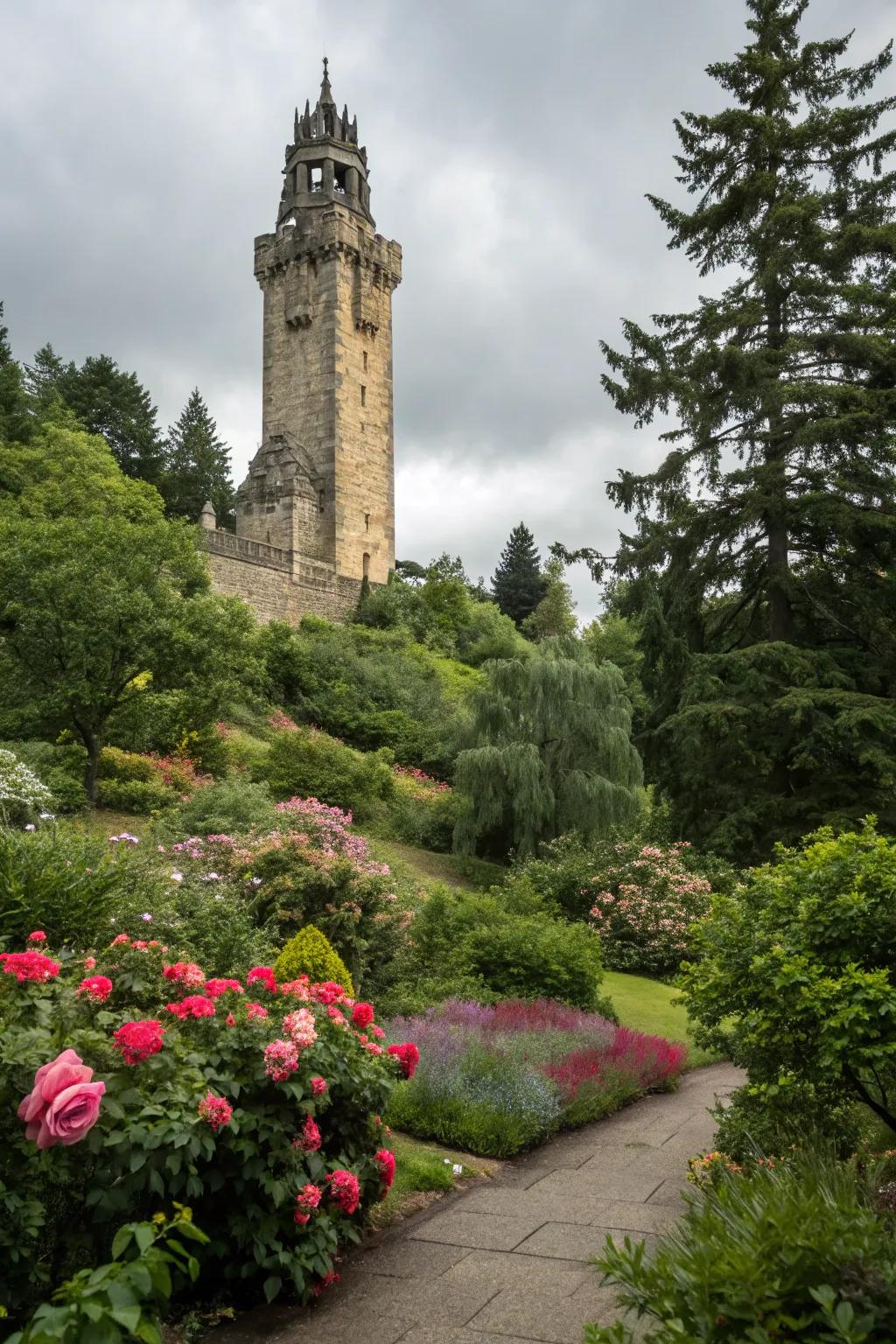 Stone towers add grandeur and a touch of mystery to gardens.